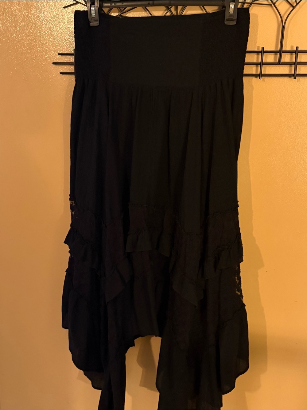 NATURAL LIFE Black Maxi Skirt with Ruffle Hem